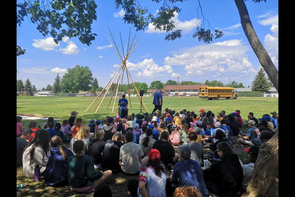 Students of Sacred Heart School listen to Lyndon Linklater’s opening address on June 5, 2023