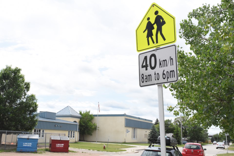 The speed in all school zones in Moose Jaw — including École St. Margaret School — is 40 km/h, from 8 a.m. to 6 p.m. every day of the year. Photo by Jason G. Antonio 