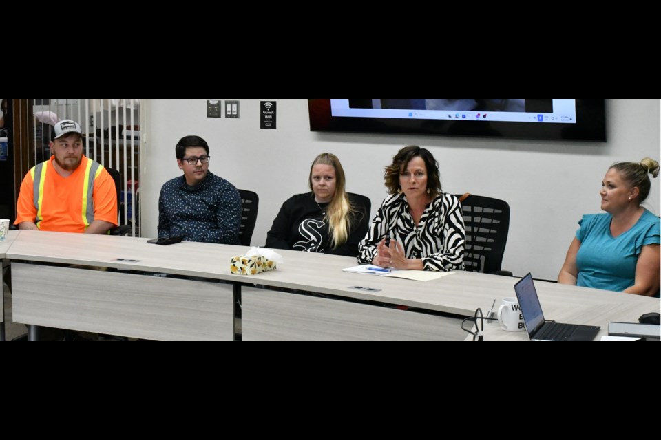 Members of Sunningdale School's community council present to the Prairie South board of education. Photo by Jason G. Antonio