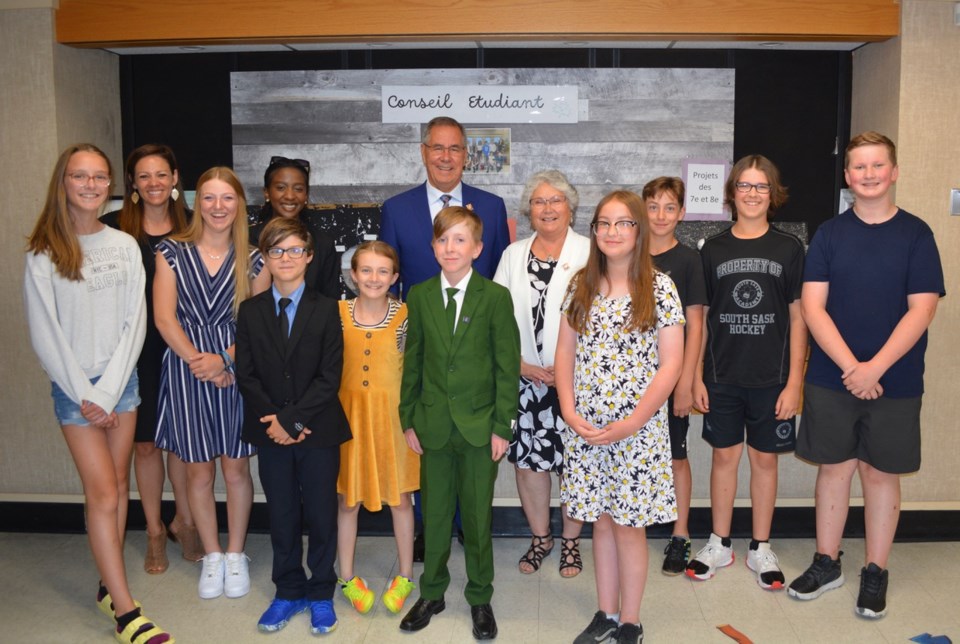 the-ecole-st-margaret-student-council-with-his-honour-the-honourable-russ-mirasty-and-his-wife-her-honour-donna-mirasty-principal-katherine-king-is-second-from-left