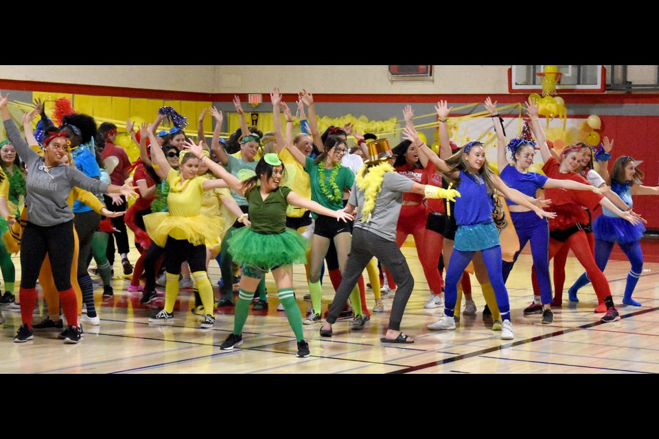 Vanier seniors perform a dance to kick off the Valhalla welcome week event.