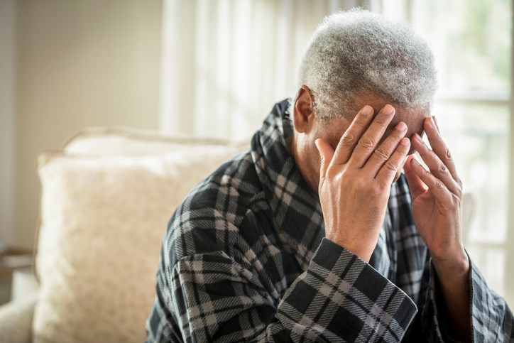 senior upset or confused stock image