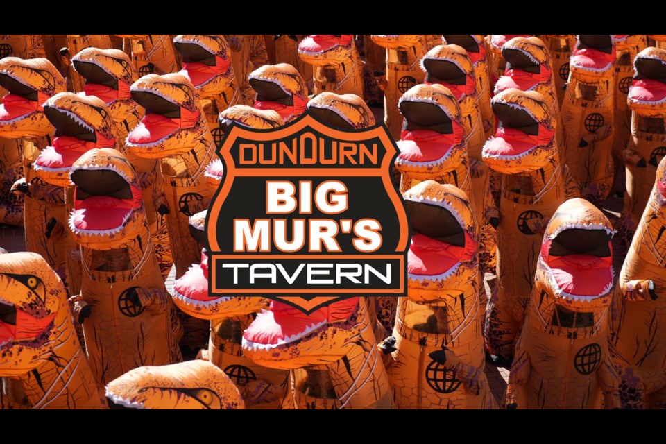 Big Mur's Tavern made the Guinness Book of World Records for most dinosaur costumes in one place with 1187 people dressed as dinosaurs showing up for the event 