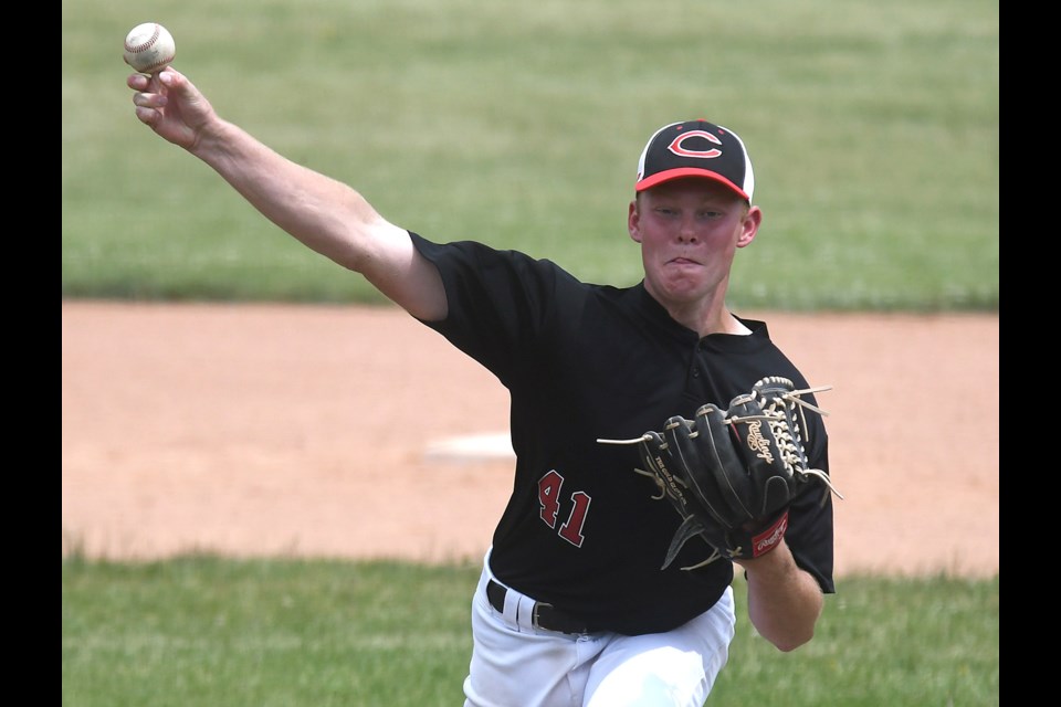 Kaleb Waller delivers during his complete-game win in the doubleheader opener.