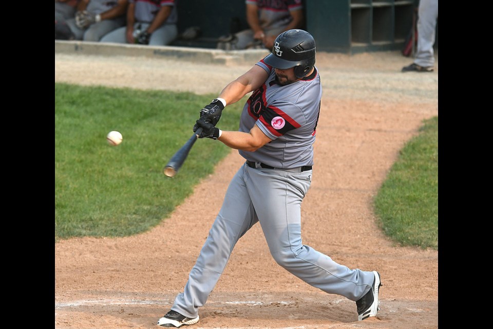 Former Moose Jaw Cardinals standout Brandon Loveridge hit a two-run home run in the fifth inning for Saskatoon.