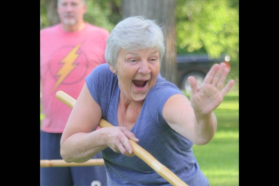 Nearly 30 people attended a bo staff lesson that Bojutsu Moose Jaw held in Elgin Park on Aug. 20, with many participants enjoying themselves. Photo by Tailynn Douglas 