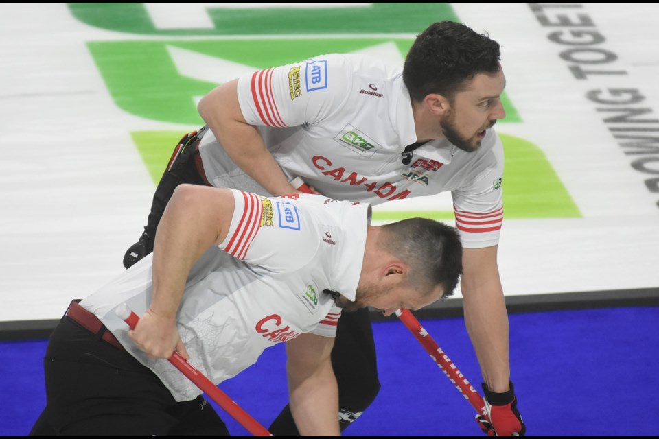 Scenes from the World Men's Curling Championship contest between Canada and Norway on Wednesday afternoon.