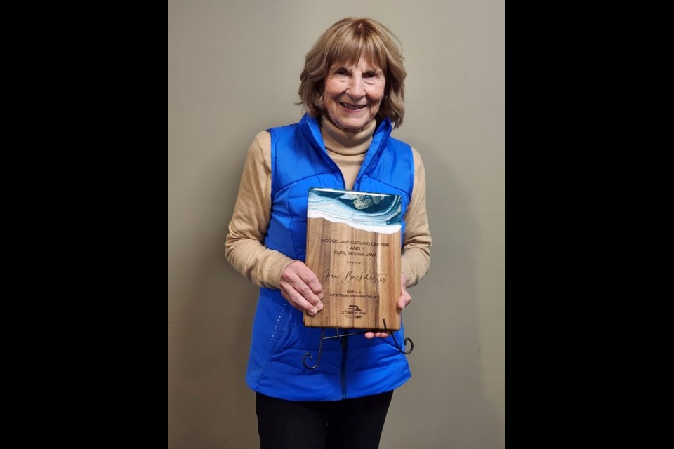 Joan Buckmaster with her well-deserved lifetime membership award.