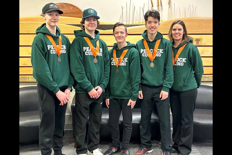 The Peacock Toilers won gold at the South Central district boys curling playdowns this past weekend in Assiniboia and advanced to regionals in Regina.