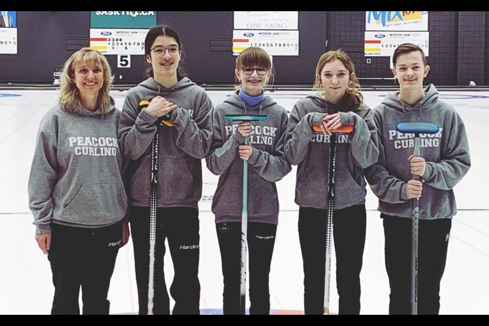 The Peacock mixed curling team finished fourth at the high school provincial curling championship. Barb Owens (coach), skip Dayne Heisler, third Kaylee Hogeboom, second Callista McQueen and lead Trevor Coxe.