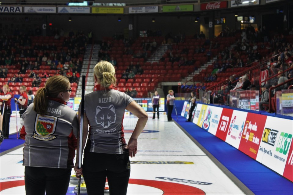 Skip Kerry Galusha has been throwing second rock due to a leg injury, leaving Rizzo to take on fourth rock in her place.