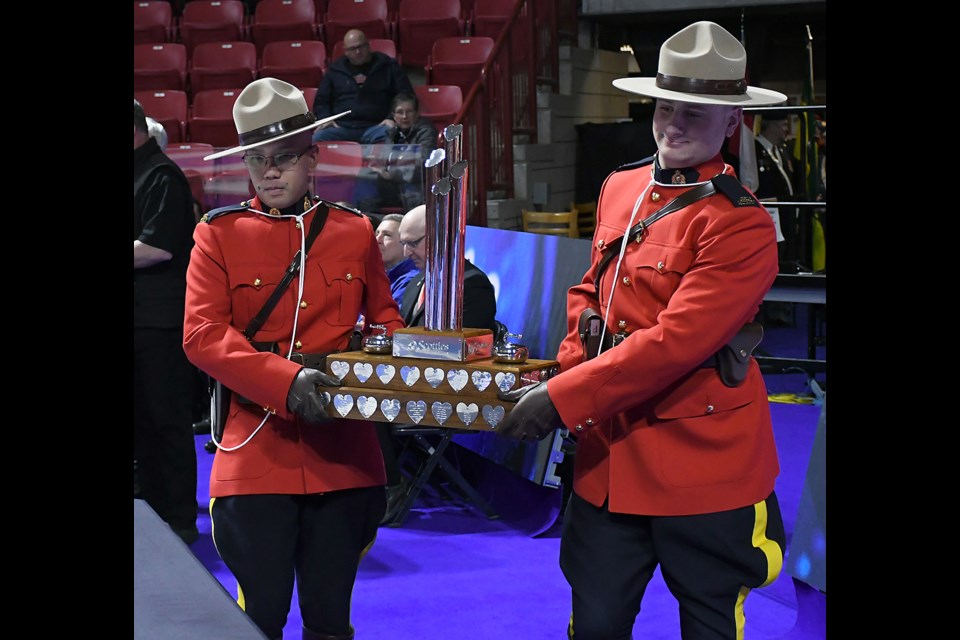 The Scotties Tournament of Hearts trophy makes an appearance.