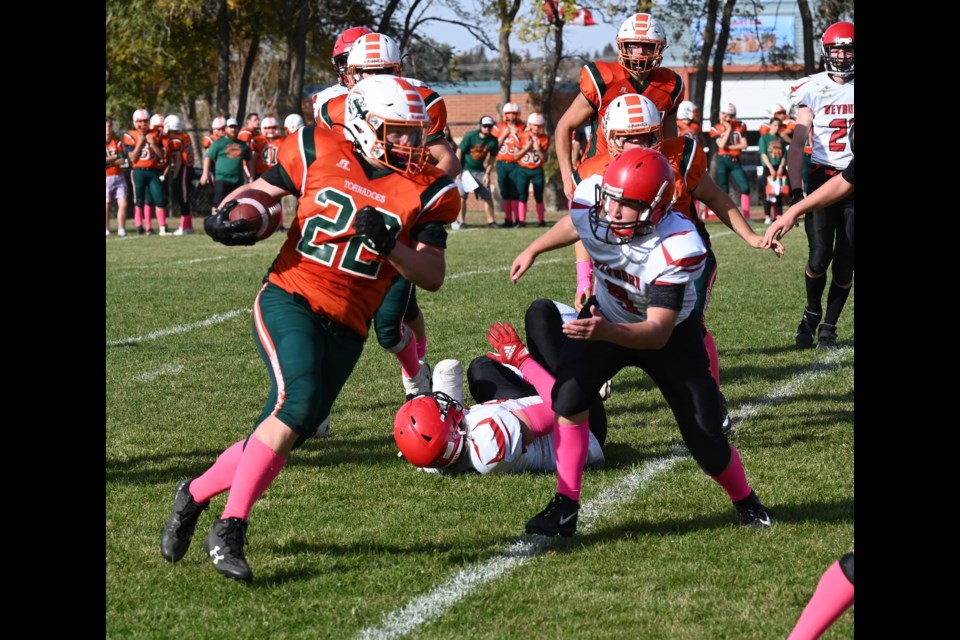 Peacock Tornadoes Josh Johnson (left) may have had a career high game versus the Swift Current Colts - MJ Independent file photo