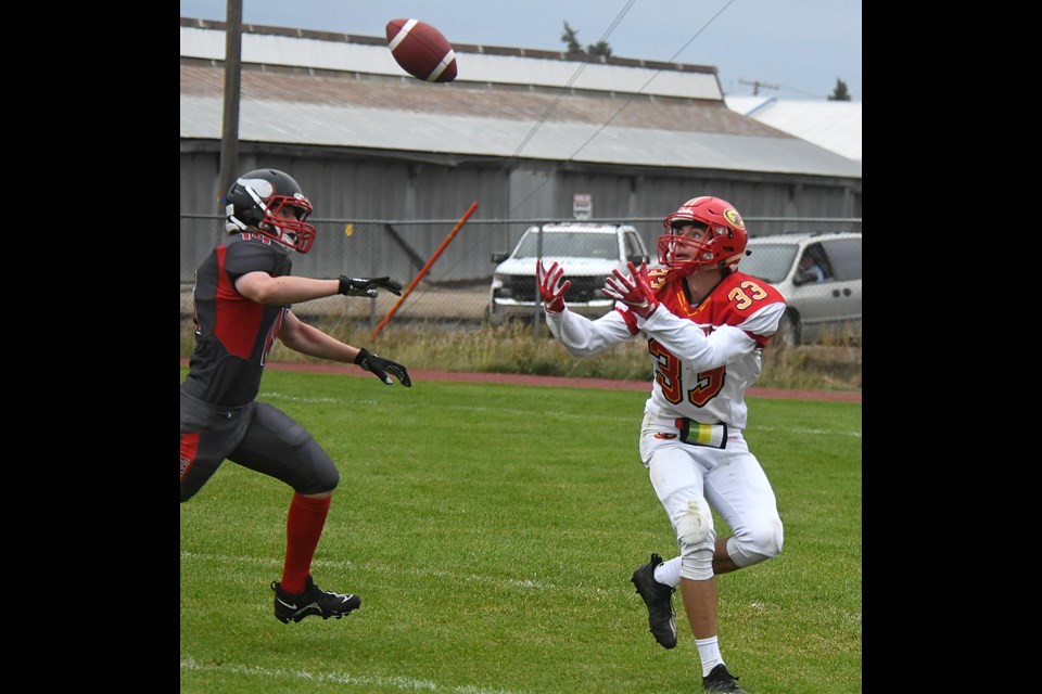 Cole Breitkreuz hauls in a pass for Central’s first touchdown of the season