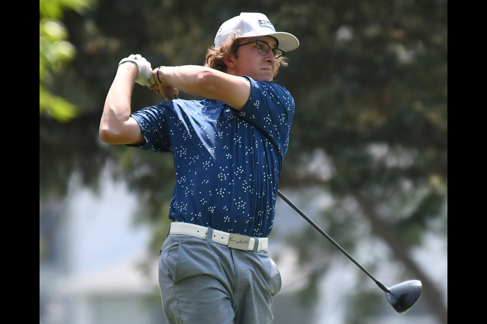 Will Blake from the Royal Regina Golf Club tees off during first round action.