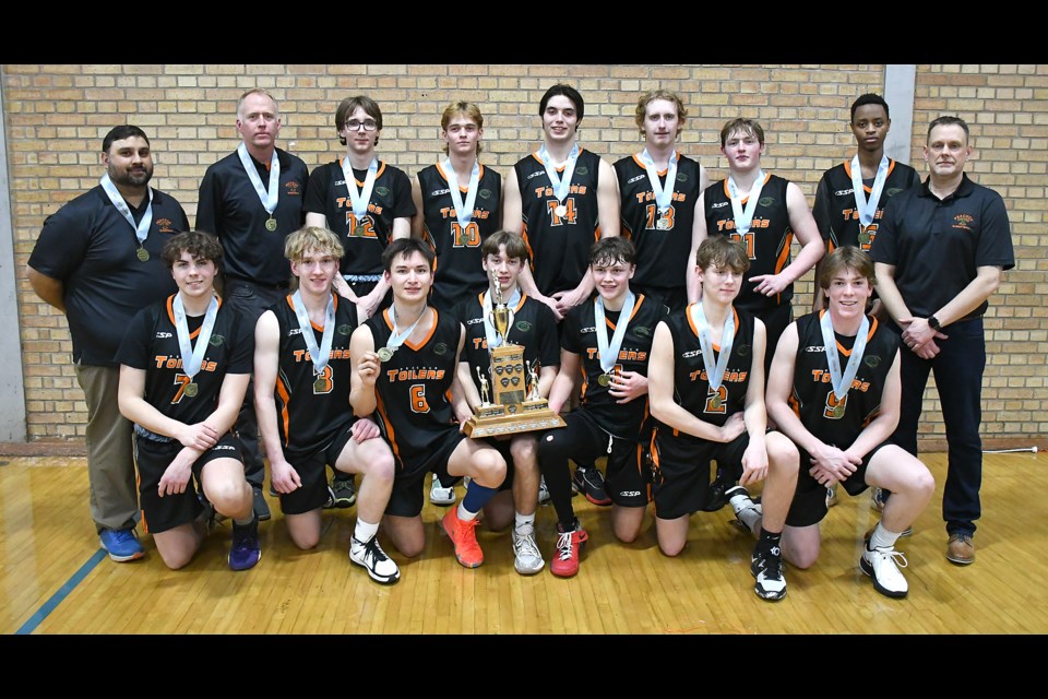 The Peacock Toilers are the 2023 Moose Jaw High School Athletic Association boys basketball champions.