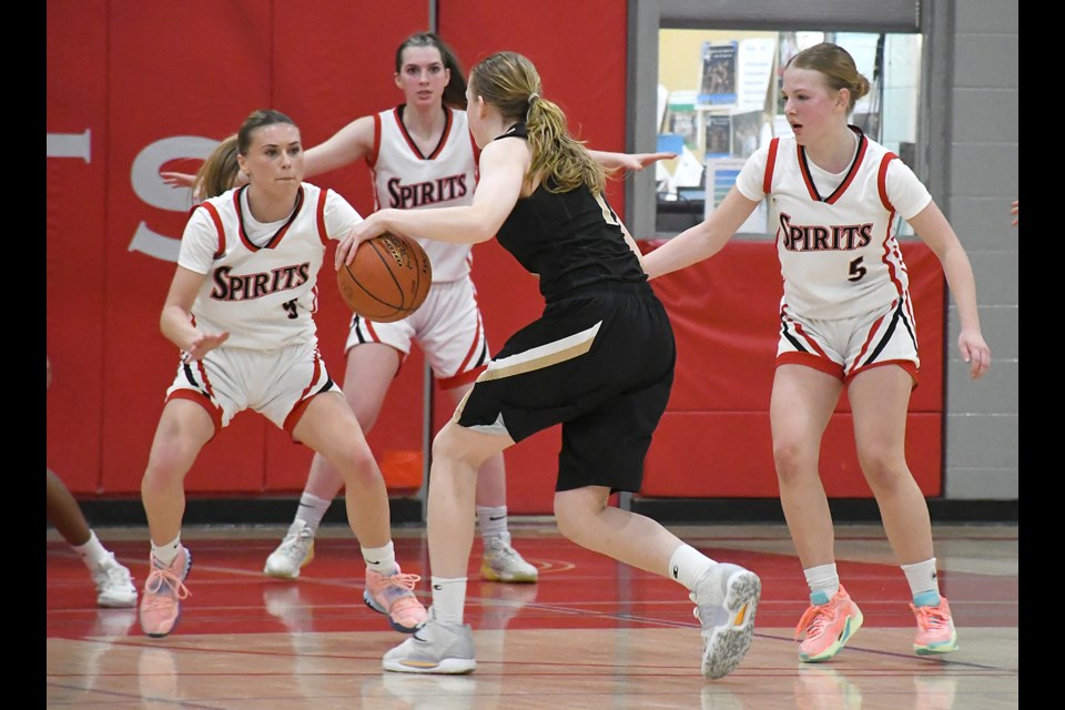 Action from the 4A girls regional basketball final between the Vanier Spirits and Regina Luther Lions on Saturday afternoon.