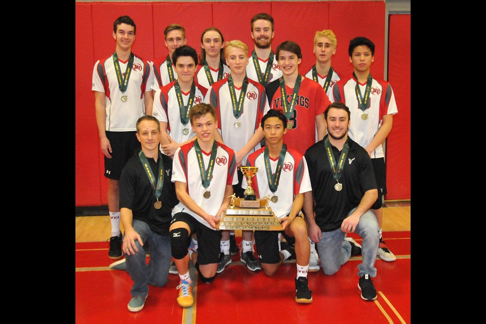 The Vanier Vikings boys volleyball team, 2018 provincial and city champions.