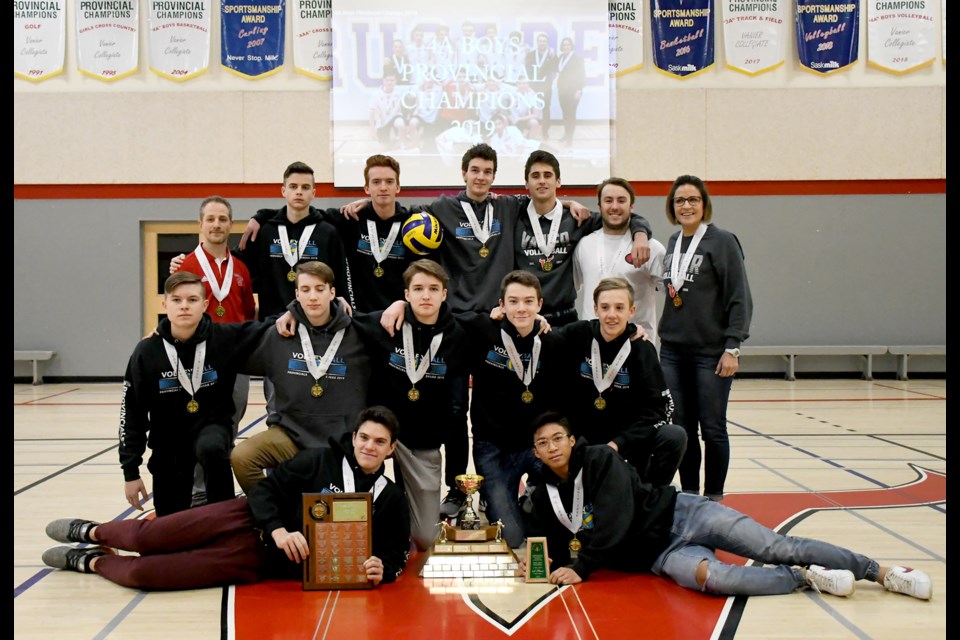 The Vanier Vikings were honoured with a school assembly after winning the 4A boys high school volleyball championship.