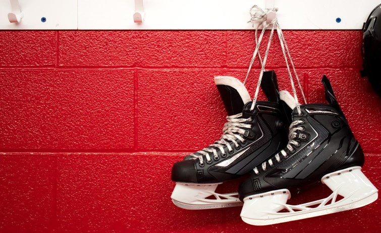 hockey skates locker room getty images