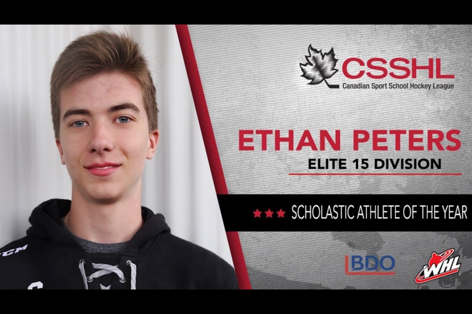 Ethan Peters has been named the CSSHL Elite 15 Scholastic Player of the year. CSSHL photo