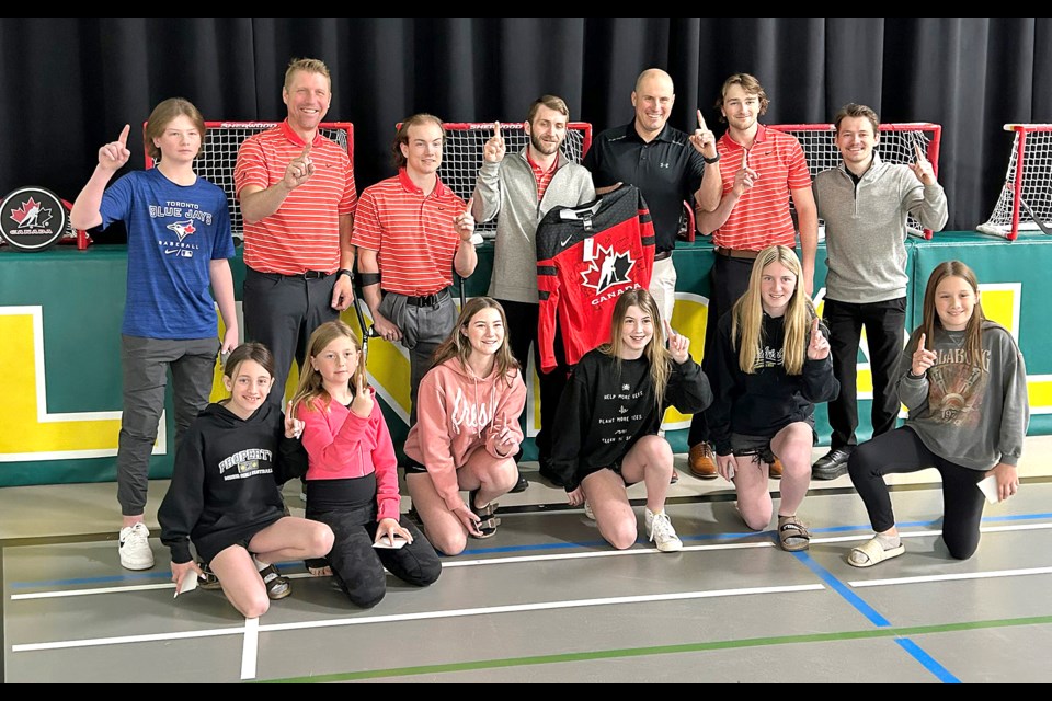 Members of Team Canada visited schools in the Prairie South School Division earlier in the week, including this stop at Lindale.