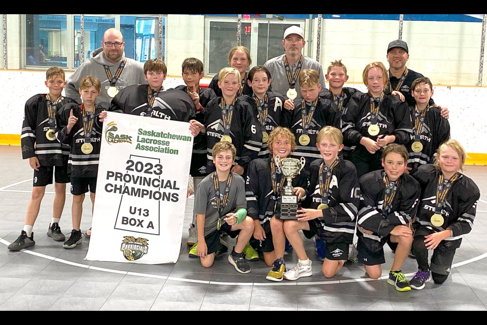 The South Sask Stealth won the Sask Lacrosse U13 A division provincial championship on Wednesday night at the Kinsmen Sportsplex.