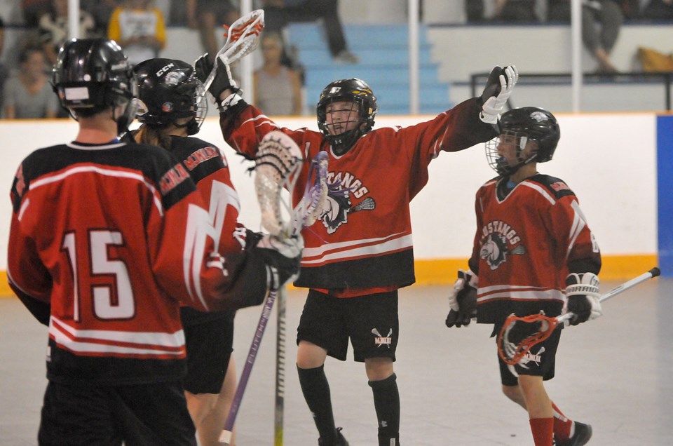 Pee Wee Mustangs goal celeb