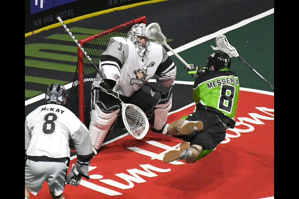 Sights, scenes and action from the National Lacrosse League game between the Saskatchewan Rush and Calgary Roughnecks on Saturday night at the Moose Jaw Events Centre.