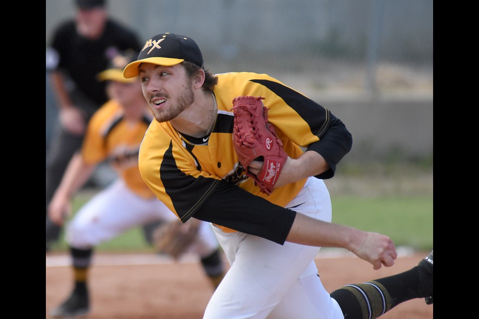 Michael Borst delivers a pitch against the Melville Millionaires.