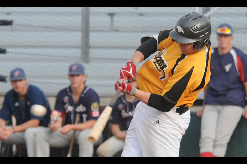 Darrell Doll cracks a two-run double to give the Miller Express the early lead as part of a three-run first inning.
