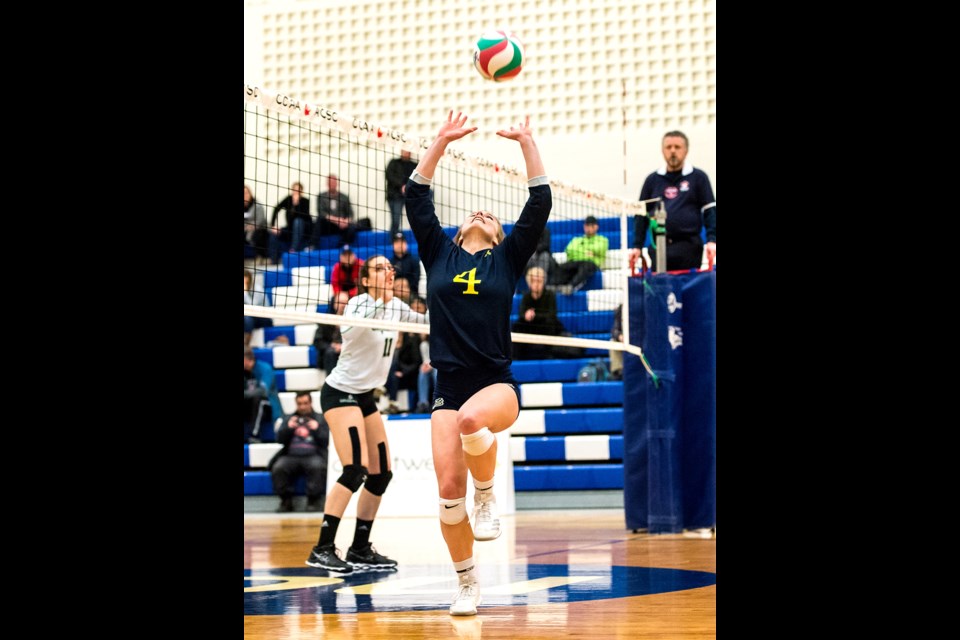 Briercrest Clippers setter Ashley Erickson was the player of the game in their opening contest at CCAA nationals