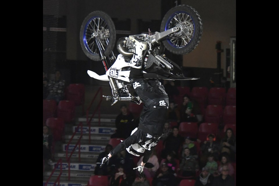 Some of the high-flying action from the FMX World Tour stop at the Moose Jaw Events Centre on Sunday afternoon.