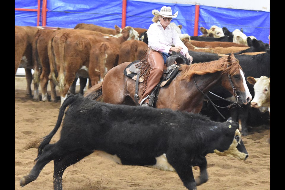 Gale Aykroyd had Frosted Flake pick up 60 points during this performance in the Three-Year-Old Non-Pro Futurity.