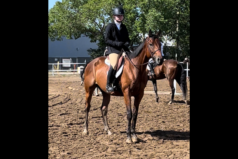 Mikayla Gusa aboard Pebbled Ice on Saturday at the Hunter Jumper School and Show - submitted photo