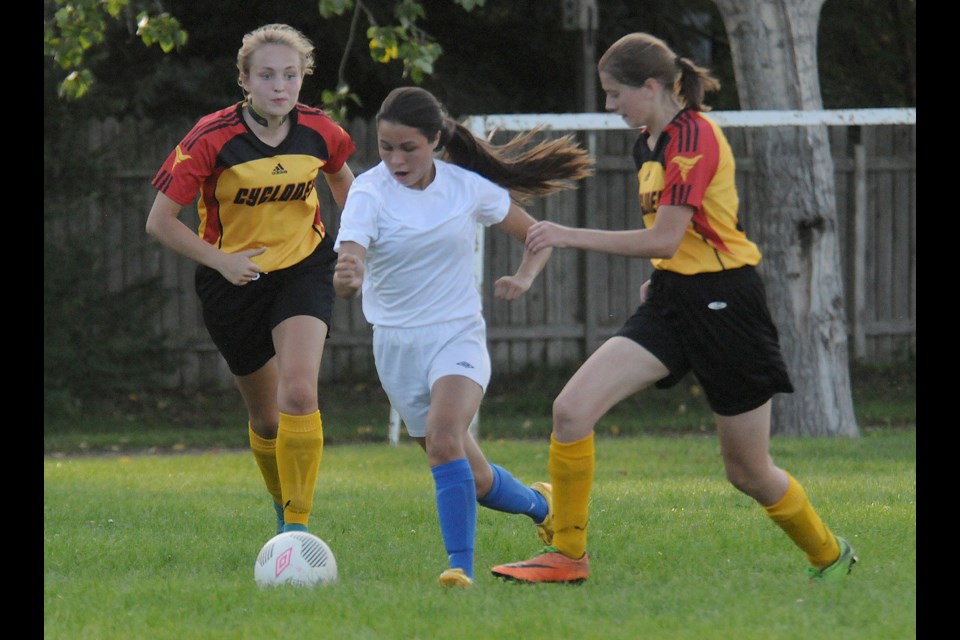 The Central Cyclones – here in action during Soccerfest last weekend – lost a close contest to Weyburn on Thursday.