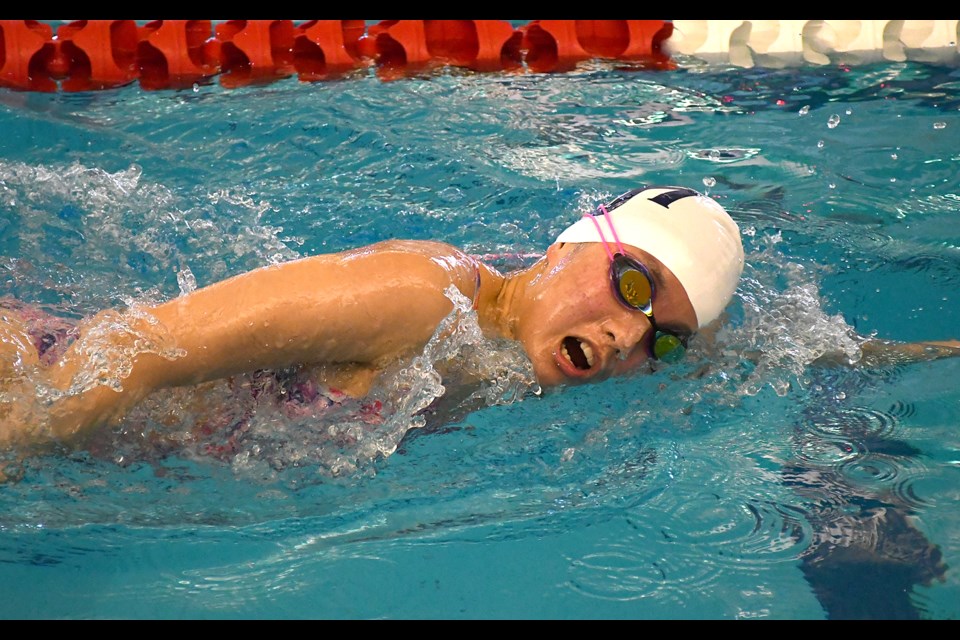 Emily Lin was the female swimmer of the meet for the Fins in Saskatoon.