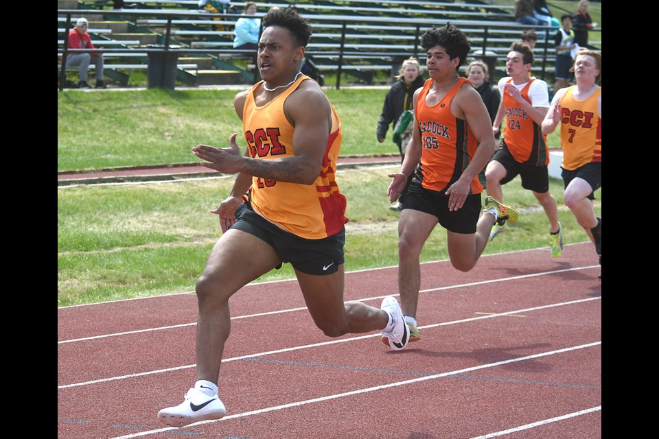 Action from the Moose Jaw high school track and field city championship on Thursday at Gutheridge Field