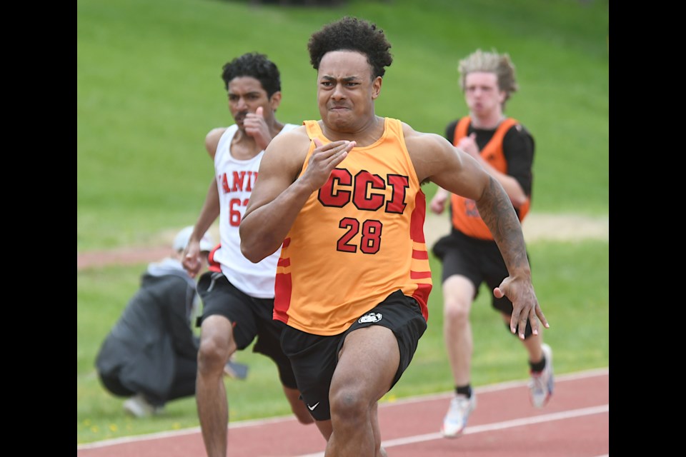 Action from the Moose Jaw High Schools Athletic Association track and field championship at Gutheridge Field on Wednesday.