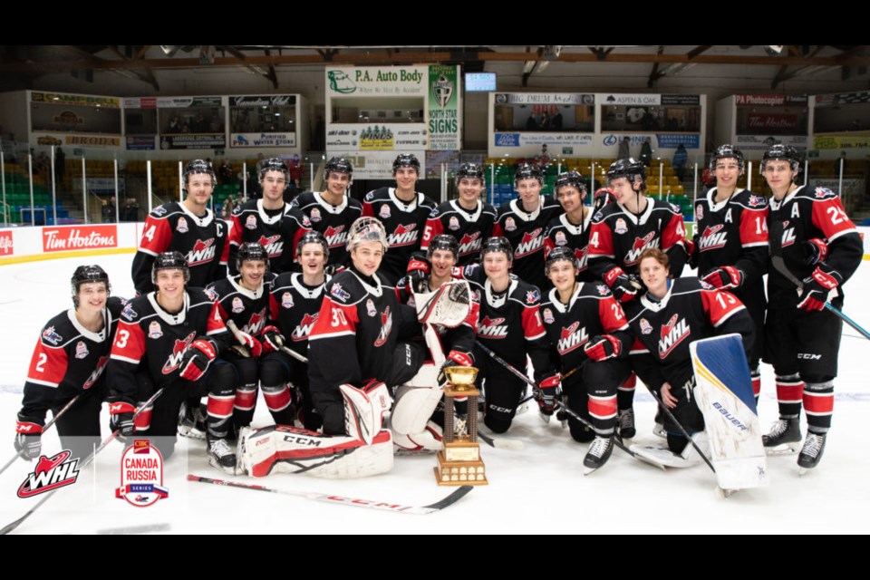 Team WHL gathers for a team photo after winning the Canada Russia Super Series. Steve Hiscock/WHL photo