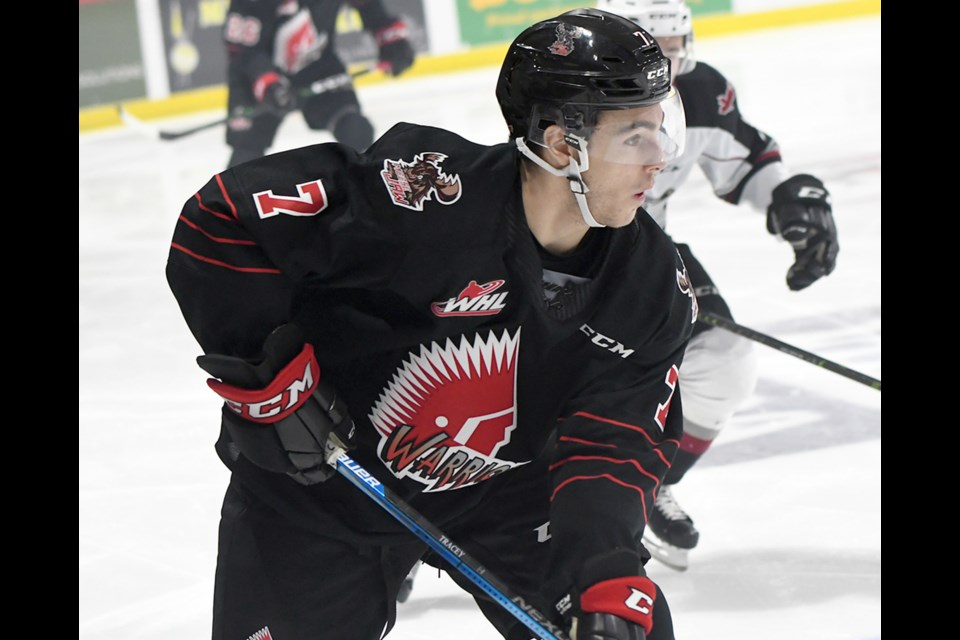 Brayden Tracey scored three times in the Warriors 5-4 overtime win over Saskatoon on Sunday.