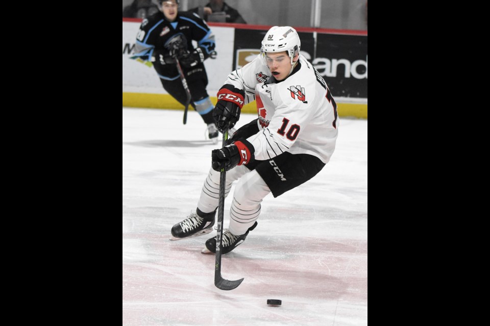 Warriors defenceman Daemon Hunt in action with the Tribe this past season.