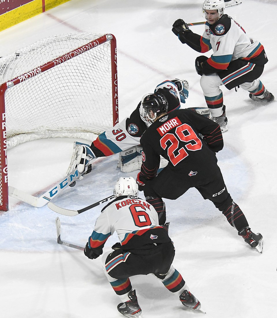 Warriors Kelowna Mohr near goal