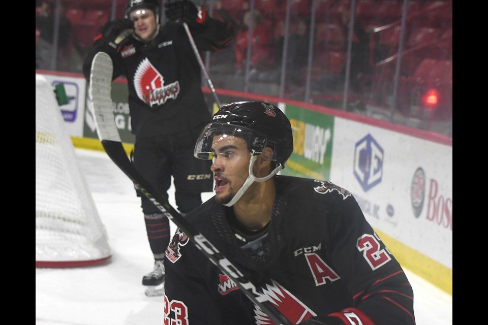 Jadon Joseph celebrates his game-winning goal in overtime.