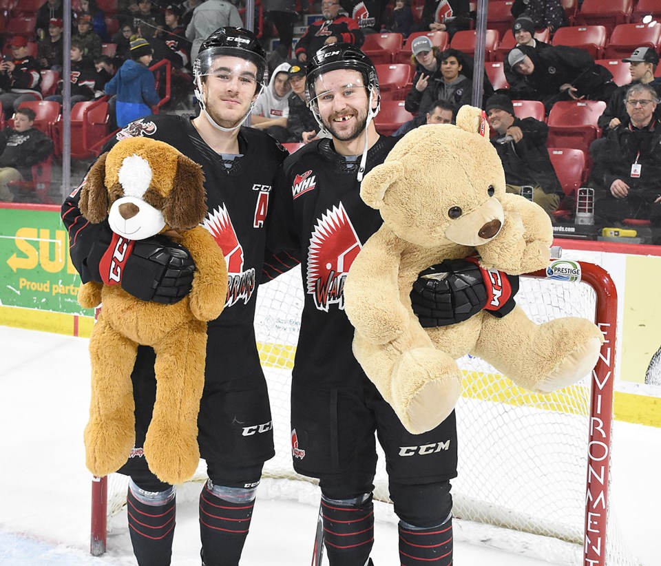 Warriors PA Teddy Bear toss Tracey Mohr