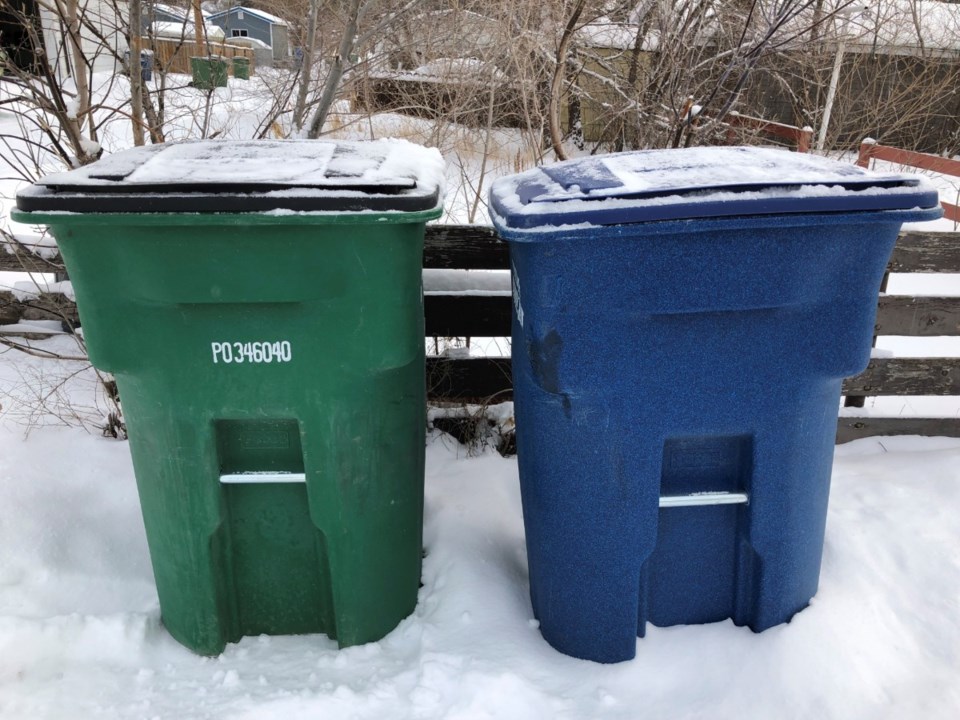 city of moose jaw garbage and recycling bin winter