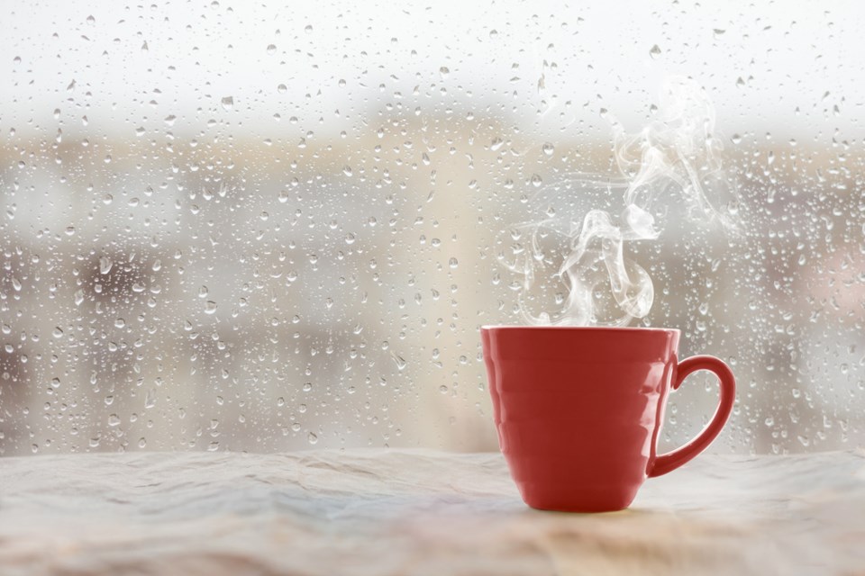 rainy morning coffee shutterstock