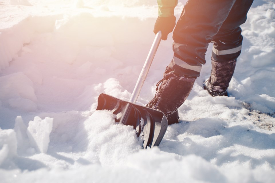 shovelling snow stock