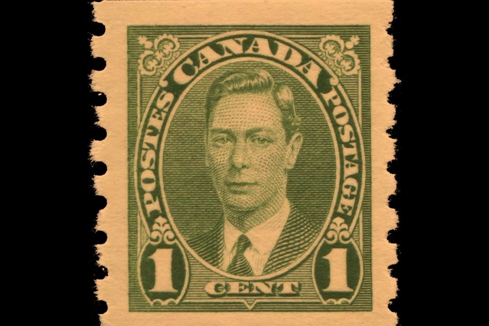 A 1937 stamp featuring King George VI. Photo courtesy Western Development Museum