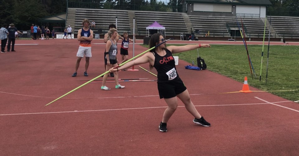 Abigail throws javelin in Edmonton